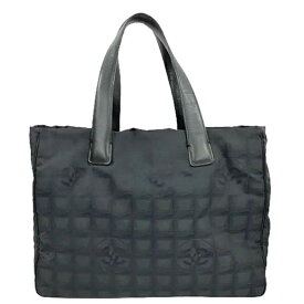 【中古】CHANEL ニュートラベルライントート MM ブラック 黒 トート バッグ ジャカード ナイロン ハンドバッグ 肩掛け バッグ シャネル レディース USED-B