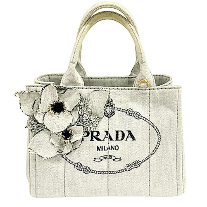 楽天市場】【中古・綺麗】PRADA 1BG439 カナパ SS(ミニ) デニム グレー 