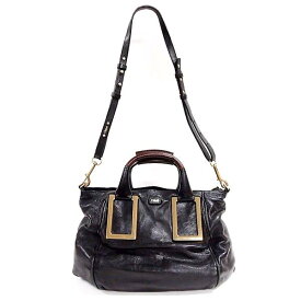 【中古】CHLOE エテル 2way トートバッグ ブラック レザー ショルダー ハンドバッグ バッグ ゴールド 黒 クロエ レディース ブランド □□ USED-B●