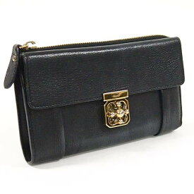 【中古】CHLOE 3P0591-835 エルシー L字 ファスナー 長財布 ブラック BLACK 黒 ゴールド金具 レザー クロエ レディース バッグ 女性 USED-B●