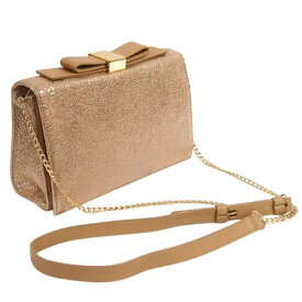 【中古】See By Chloe リボン チェーン ショルダーバッグ メタリック ゴールド系 ベージュ パーティー クロスボディ バッグ シー バイ クロエ レディース ブランド □□ USED-AB●