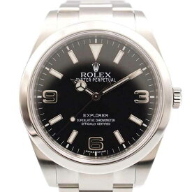【中古】ROLEX 214270 エクスプローラー 機械式自動巻き 鏡面バックル ブラックアウト フルコマ ランダム番 2016年頃 ロレックス メンズ ブランド 腕時計 USED-SA wtc●