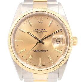 【中古】ROLEX 15223 オイスターパーペチュアル デイト 機械式自動巻き シャンパンゴールド文字盤 エンジンターンドベゼル N番 1991年頃 ロレックス メンズ ブランド 腕時計 USED-A wtc●
