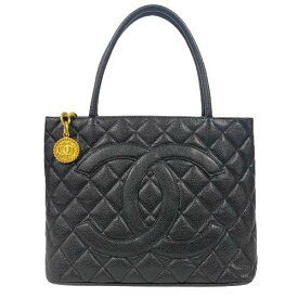 【中古】CHANEL 復刻トート ブラック 黒 ゴールド金具 ハンドバッグ ココマーク マトラッセ フォーマル キャビアスキン シャネル レディース 女性用 □□USED-B
