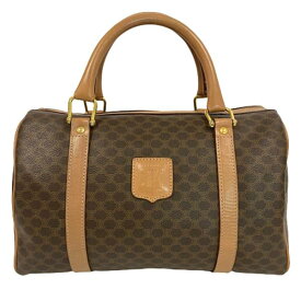 【中古】CELINE M14 マカダム柄 ハンドバッグ ボストンバッグ バッグ ブラウン ゴールド金具 レディース ブランド セリーヌ □□USED-B