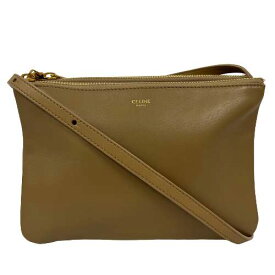 【中古】CELINE トリオ スモール レザー ブラウン ショルダーバッグ ポーチ 茶色 ゴールド金具 セリーヌ レディース ブランド □□ USED-B