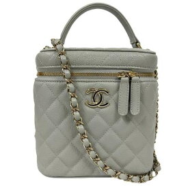 【中古】CHANEL ヴァニティーケース キャビアスキン ハンドバッグ ショルダーバッグ バニティ ミニバッグ グレーゴールド金具 レザー バッグ ブランド シャネル レディース 女性用 □□USED-SA