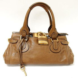 【中古】CHLOE 3S0254-7E422 ハンドバッグ パディントン ブラウン 茶色 ゴールド金具 南京錠 ロック キー 鍵 レザー クロエ レディース ブランド バッグ 女性 USED-B