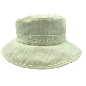 【美品】CHANEL デニム バケットハット ホワイト 帽子 ハット ブランド シャネル レディース 女性用 USED-S