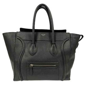CELINE ラゲージ ミニ ショッパー ブラック レザー ハンドバッグ ブランド セリーヌ レディース バッグ 女性 ファッション □□USED-B