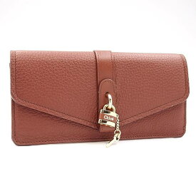 【中古】CHLOE CHC19WP310 長財布 アビー レザー パドロック 付き セピア・ブラウン かぶせ 箱・保存袋 ABY LONG WALLET WITH FLAP SEPIA BROWN 財布 折り畳み 二つ折り クロエ レディース ブランド □□ USED-A