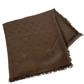 LOUIS VUITTON ルイヴィトン 402336 大判 ストール シルク60% ウール40% スカーフ ブラウン □□USED-A