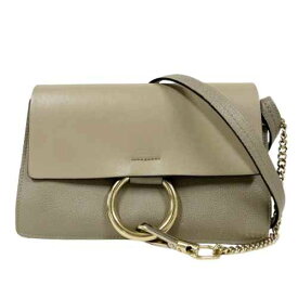 CHLOE クロエ フェイ ショルダーバッグ ベージュ系 レザー ゴールド金具 肩掛け 斜め掛け バッグ ブランド □□ USED-B