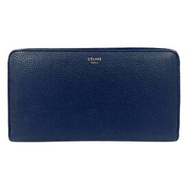CELINE セリーヌ U-PG-0147 長財布 ネイビー ラウンドファスナー ゴールド金具 ブランド レディース ウォレット □□USED-B