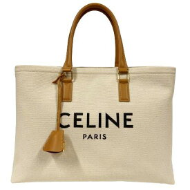 CELINE セリーヌ ホリゾンタル カバ トートバッグ キャンバス ナチュラル □□USED-B