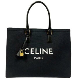 CELINE セリーヌ ホリゾンタル カバ トートバッグ キャンバス ブラック □□USED-A