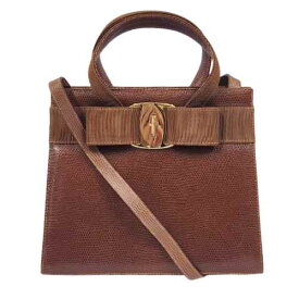 Salvatore Ferragamo BA214178 ヴァラ 2WAYバッグ サルヴァトーレ フェラガモ ブラウン系 レザー □□USED-B