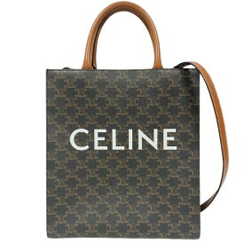 CELINE セリーヌ 191542 バーティカル カバ スモール 2WAYトリオンフキャンバス ハンドバッグPVC レザー ブラウン系 USED-AB