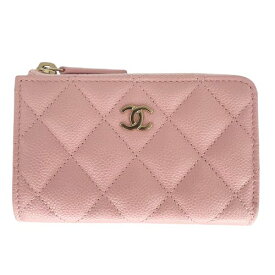 CHANEL シャネル AP0221 キーリング付き コインケース 小銭入れ 財布 キャビアスキン ピンク系 □□USED-S