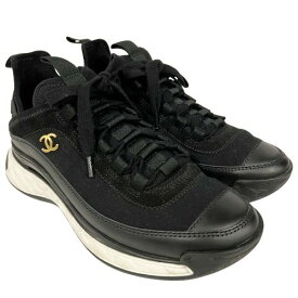 CHANEL シャネル G35617 スニーカー ココマーク ベルベットカーフスキン サイズ37 レディース □□USED-A