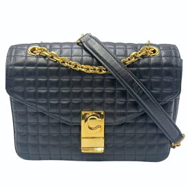 CELINE セリーヌCミディアム チェーンショルダーバッグ S・CU・5128 バッグ ブラック ゴールド金具 ハンドバッグ □□USED-AB