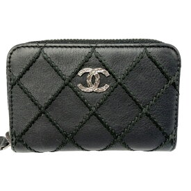 CHANEL シャネル コインケース ワイルドステッチ ラウンドファスナー ココマーク □□USED-B