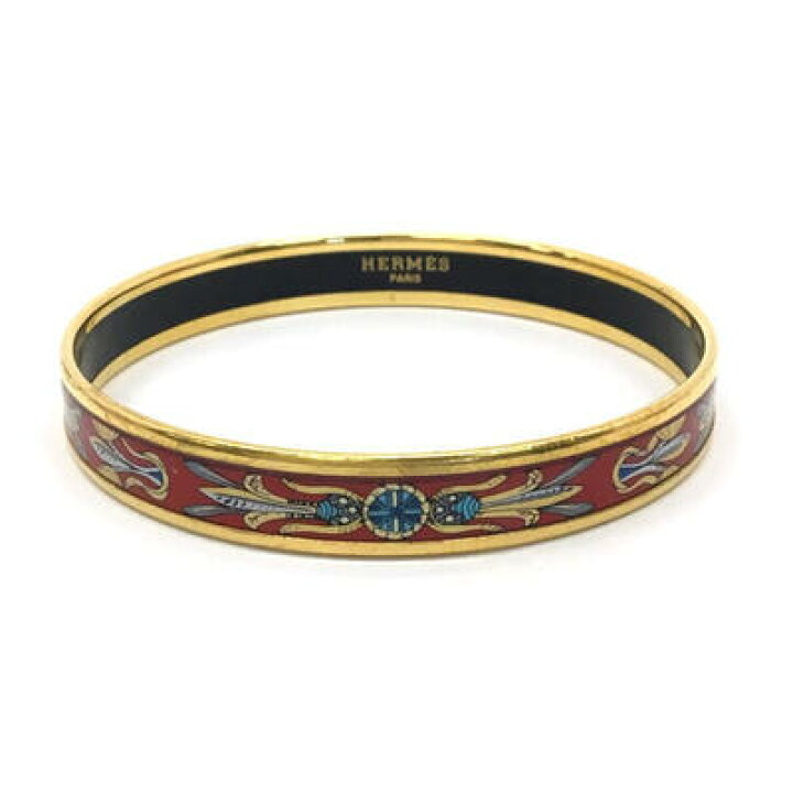 中古 エルメス ユニ バングル ゴールド ブラック Aランク メッキ 