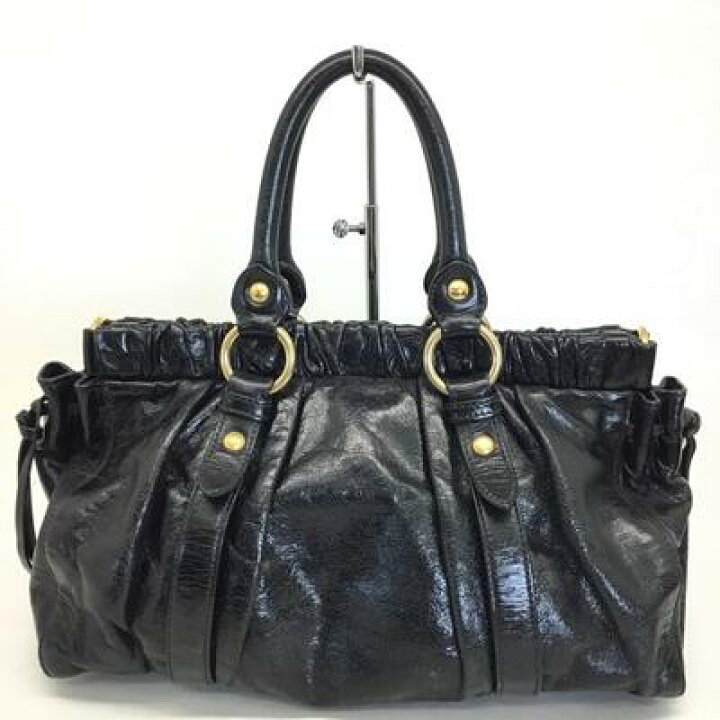 楽天市場】MIUMIU【ミュウミュウ】レザーハンドバッグ ブラック 