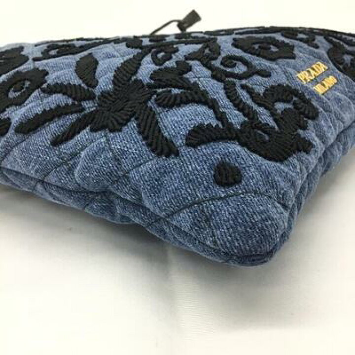 楽天市場】PRADA【プラダ】巾着ポーチ 1MU001 デニム ブルー ブラック 