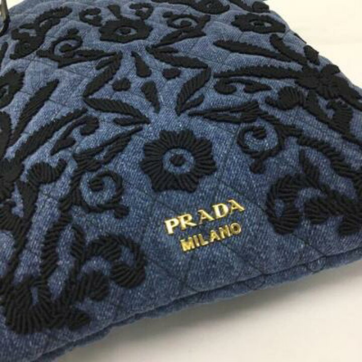 楽天市場】PRADA【プラダ】巾着ポーチ 1MU001 デニム ブルー ブラック 