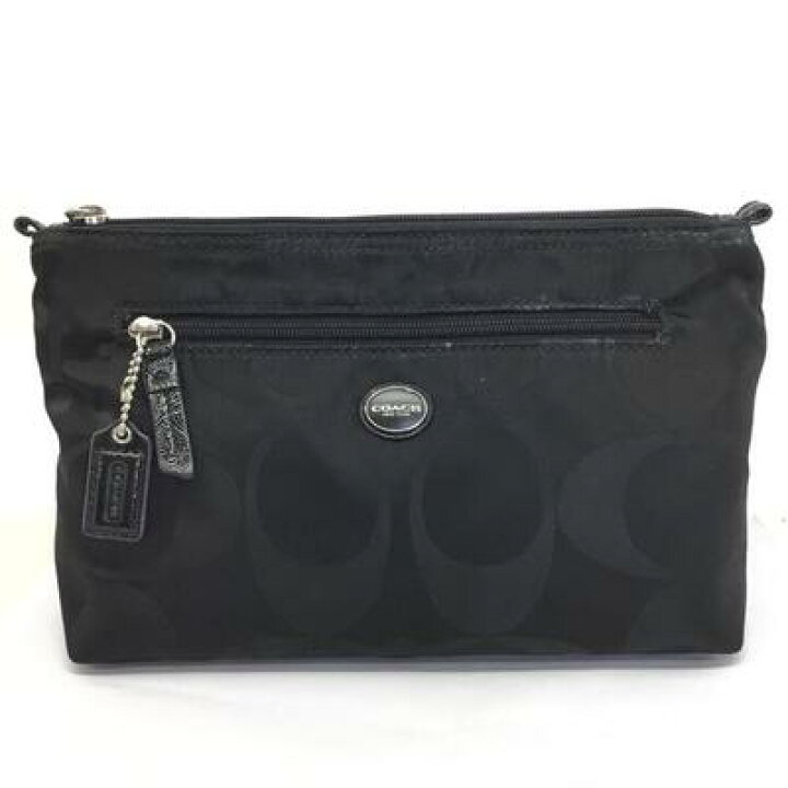 楽天市場】COACH【コーチ】ナイロンポーチ シグネチャー ブラック 小物 