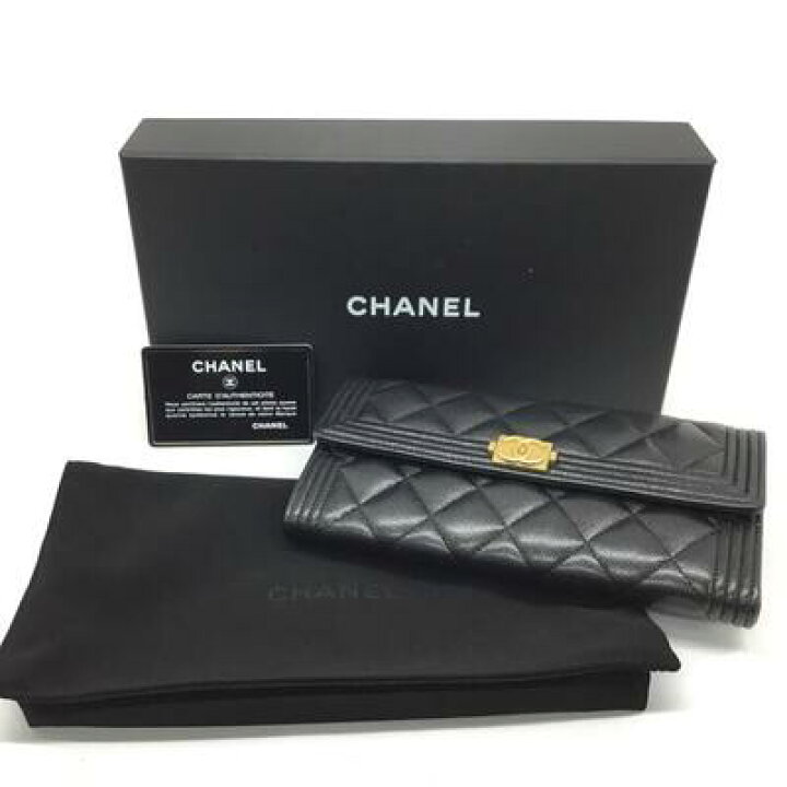 楽天市場】CHANEL【シャネル】二つ折り長財布 キャビアスキン レザー  