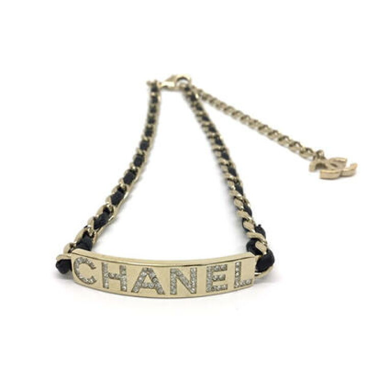 楽天市場】CHANEL【シャネル】ラインストーン ロゴプレート チョーカー 