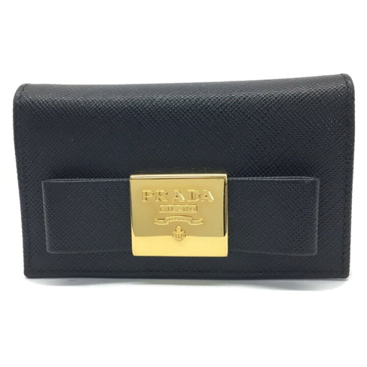 PRADA プラダサフィアーノ名刺入れブラックリボン
