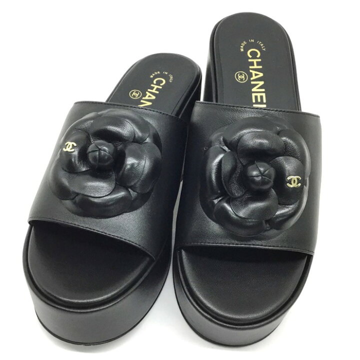楽天市場】CHANEL【シャネル】レザー サンダル カメリア ココマーク  