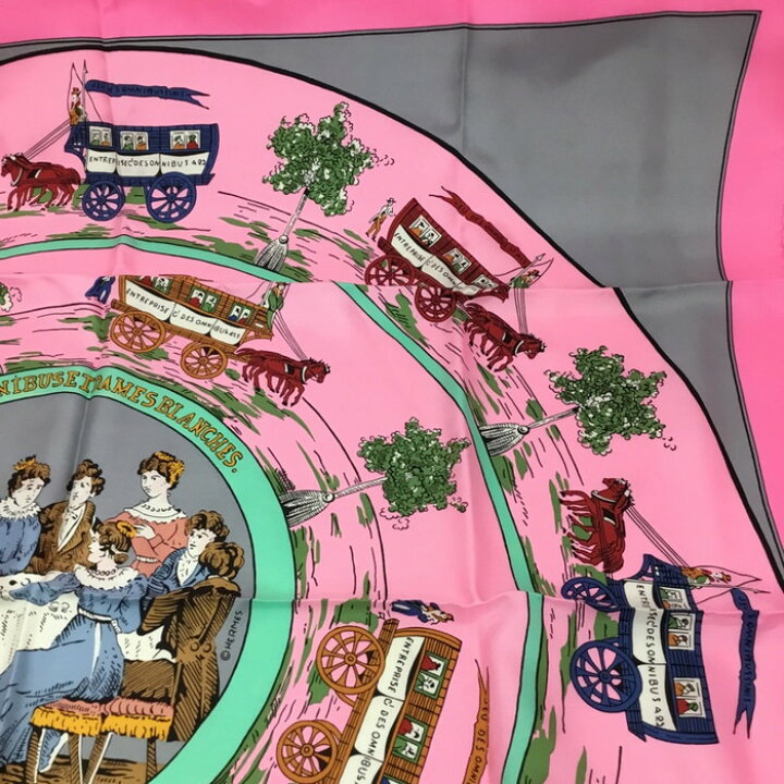 楽天市場】HERMES【エルメス】カレ90 スカーフ ピンク 馬車 人物画 