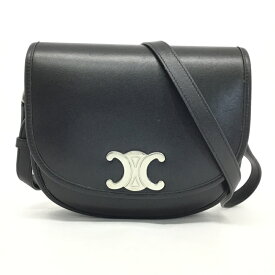 CELINE【セリーヌ】ミディアム ブザス トリオンフ ショルダーバッグ レザー ブラック シルバー金具 レディース【中古品/USED-B】質屋 かんてい局名護店 ng3100448927300012 送料無料
