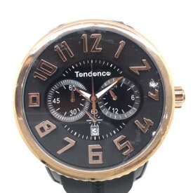 【2024年 決算セール 3月18日販売スタート】Tandence　【テンデンス】 TG046012R クロノグラフ　クォーツ ブラック 100M防水 ステンレススチール×ラバー 　中古