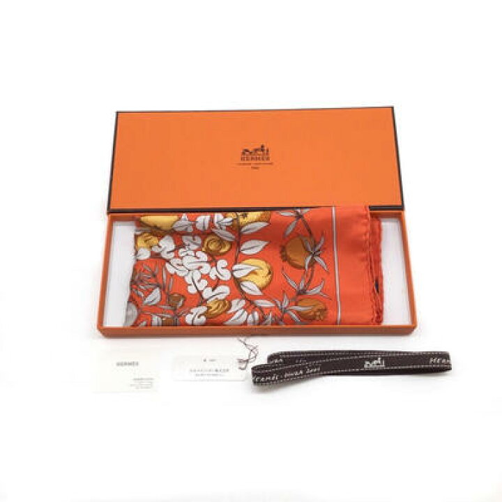 楽天市場】HERMES エルメス スカーフ カレ45 オレンジ 植物 シルク100  