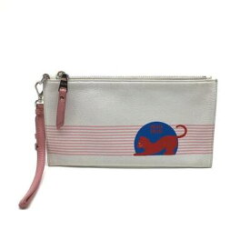 miumiu　ミュウミュウ　リストレットポーチ　レザー/ホワイト×ピンク×シルバー金具　USED-B　k3102640927400001　かんてい局コザ山内店