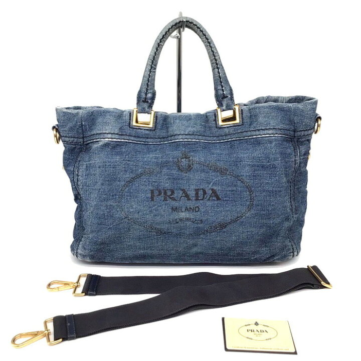 楽天市場】PRADA プラダ BN2069 カナパ ハンドバッグ 2WAY デニム 