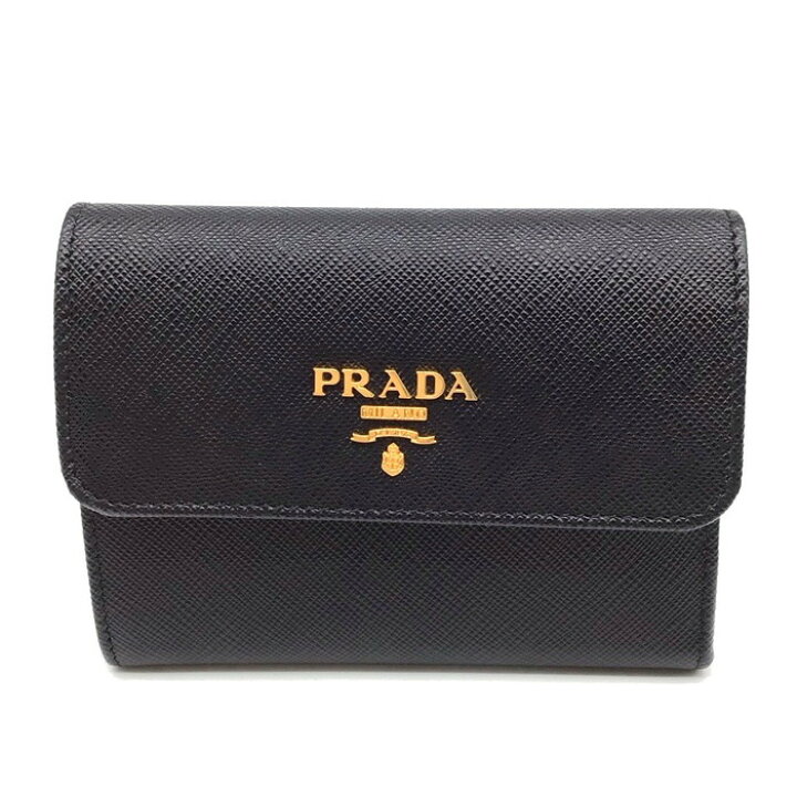 楽天市場】PRADA プラダ 二つ折り財布 サフィアーノレザー ノワール  