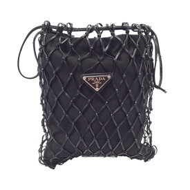PRADA　プラダ　1BC075　チェーンショルダーバッグ メッシュ サテン　ブラック【USED-BC】質かんてい局コザ山内店　k3100431927400031