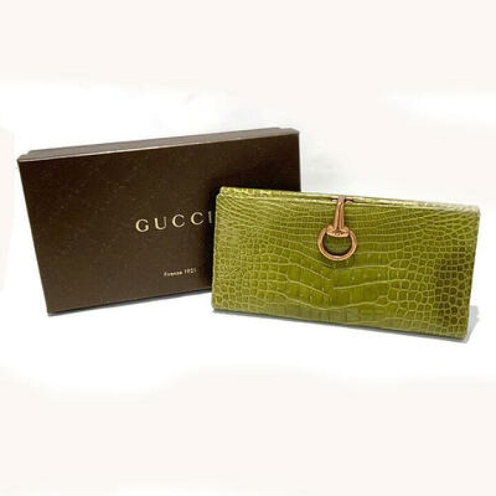 楽天市場】☆ GUCCI グッチ 101602 Wホック長財布 クロコ グリーン 