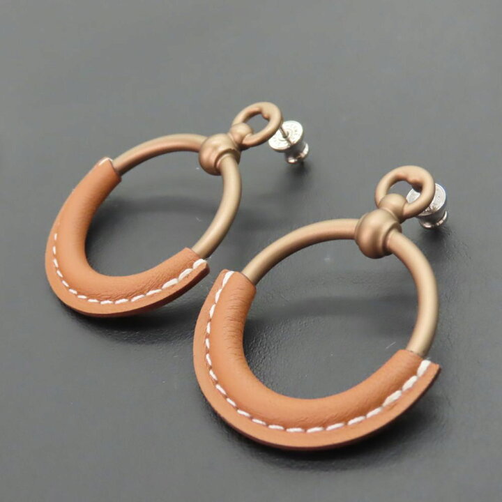 楽天市場】【中古】HERMES エルメス ループグラン ピアス PM ゴールド  