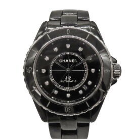 【中古】CHANEL シャネル J12 38mm H5702 12P ダイヤ ブラック セラミック デイト オートマ 自動巻き ボーイズ ユニセックス レディース メンズ 高級時計 ブランド時計 A2500075【無料ギフトラッピング承ります】
