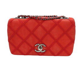≪値下げ≫【中古】CHANEL シャネル ショルダーバッグ ウルトラステッチ レッド ダブルチェーン 金具:ガンメタ 赤 A2500174【無料ギフトラッピング承ります】