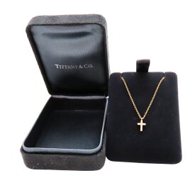 【中古】TIFFANY＆Co. ティファニー K18 メトロクロス ネックレス ミニサイズ 750刻印 ダイヤ10P 十字架 ペンダント レディース 保証書なし Au750 ゴールド ダイヤモンド A2500432 【無料ギフトラッピング承ります】