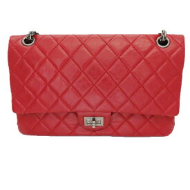 ≪値下げ≫【中古】CHANEL シャネル A37590 2.55マトラッセマキシ エイジドカーフ Wフラップ Wチェーン レッド 赤 レディース ヴィンテージ A2404332 【無料ギフトラッピング承ります】