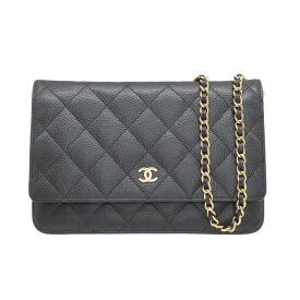 【中古】CHANEL シャネル チェーンウォレット 型A33814 キャビアスキン ゴールド金具 カラー:ブラック 黒 ショルダーバッグ 財布 バッグ レディース ブランド A25041083【無料ギフトラッピング承ります】